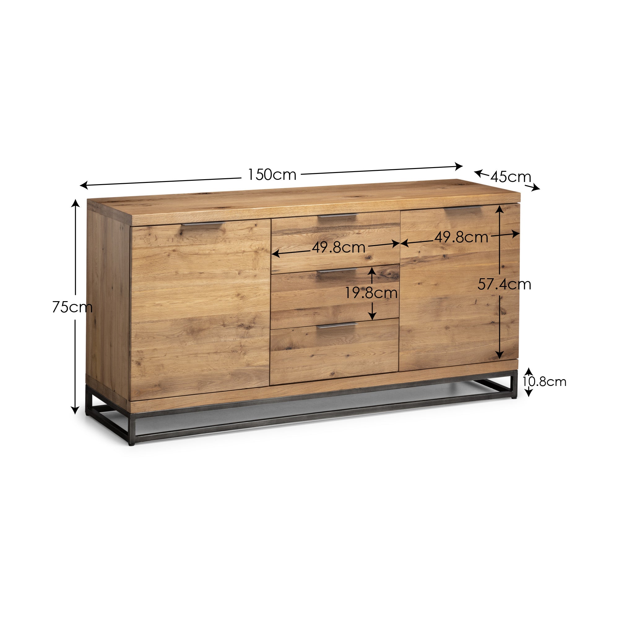 Alberta Natural Oak Wood Sideboard